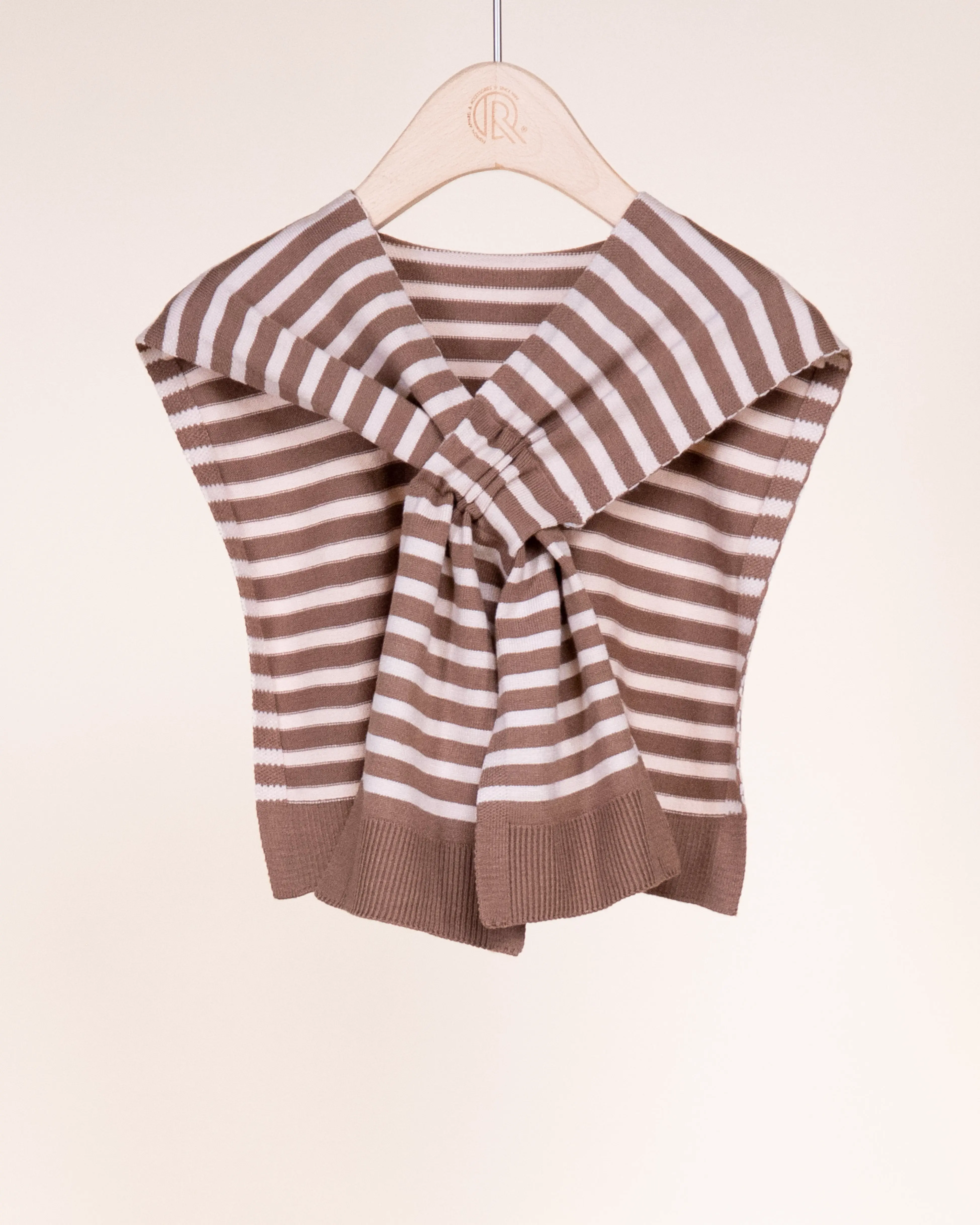 Striped Preppy Mock Sweater Wrap - CAMEL (Pack of 6)