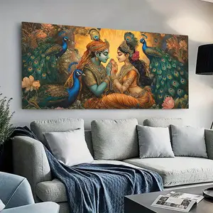 1pcs framed canvas painting - Modern Indian Gods Canvas Painting Art for Living Room Modern Canvas Poster for Bedroom and Living Room Decoration, Suitable for Living Room, Bedroom, Office, Gift, Ready to Hang