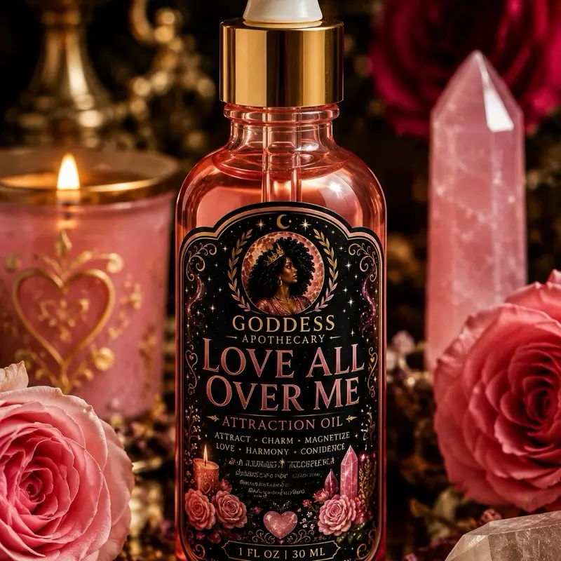 Goddess Apothecary Love All Over Me Intention Oil - Wellness, Therapeutic Aromatherapy Essential Oil Blend Herbal Popular Magic Exclusive Ritual spell oil Solar Plexus home care