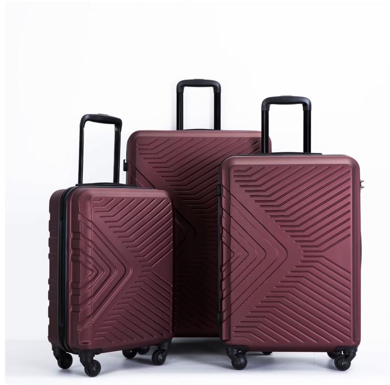 3 Piece Hardshell Luggage Set Hardside Lightweight Suitcase with TSA Lock Spinner Wheels 20in24in28in.(Red)