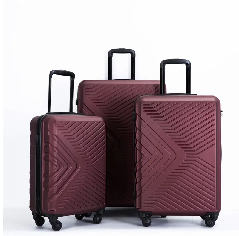 3 Piece Hardshell Luggage Set Hardside Lightweight Suitcase with TSA Lock Spinner Wheels 20in24in28in.(Red)