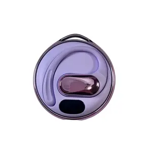 FLUFFDRIP YXG-25 Aesthetic Round Open-Ear Wireless Earbuds - Silicone Secure Soft Earhooks, Digital Smart LED Display, Portable Charging Case for Sports, Clear Audio Metallic Chargeable tiktokshopspringglowup