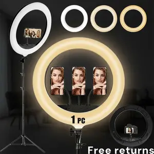 18" Ring Light with 1.86m Extendable Tripod Stands and Phone Holder, Dimmable LED Circle Round Light for Selfie Camera Photography/Makeup/YouTube Video/Vlogging/Live Streaming#SummerWins#Fathersdaygift