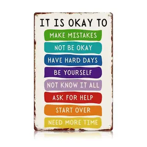 It Is Okay To Metal Sign 8×12 Inch – Positive Quote Vintage Wall Decor, Mental Health Reminder for Home, Office, Classroom & Entryway Colorful Crystal Ball Mushroom Night Light Wooden All-Season Welcome Wreath The Oversized Acrylic Decorative