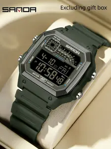 SANDA hot selling electronic watch multifunctional luminous waterproof sports lightweight square student watch