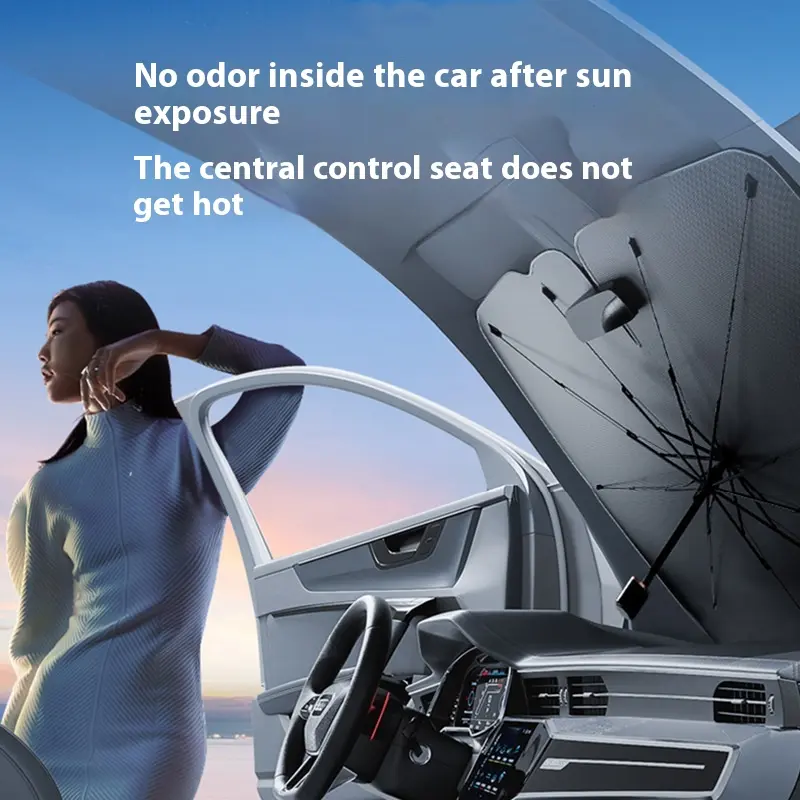 Butterflyedge Car Window Shade Umbrella - Foldable Windshield Sunshade for Car Outside, UV Protection to Shield Dashboard & Seats from Sun Damage