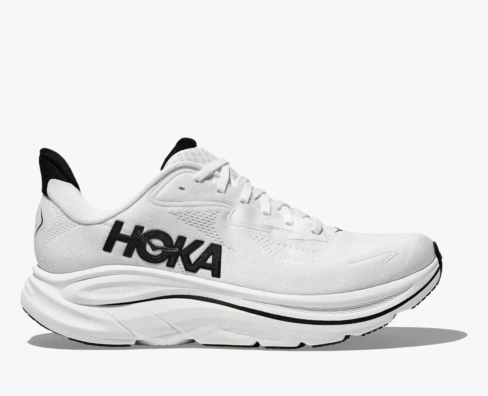 Hoka Clifton 10 Running Shoe in White/Black | Men's