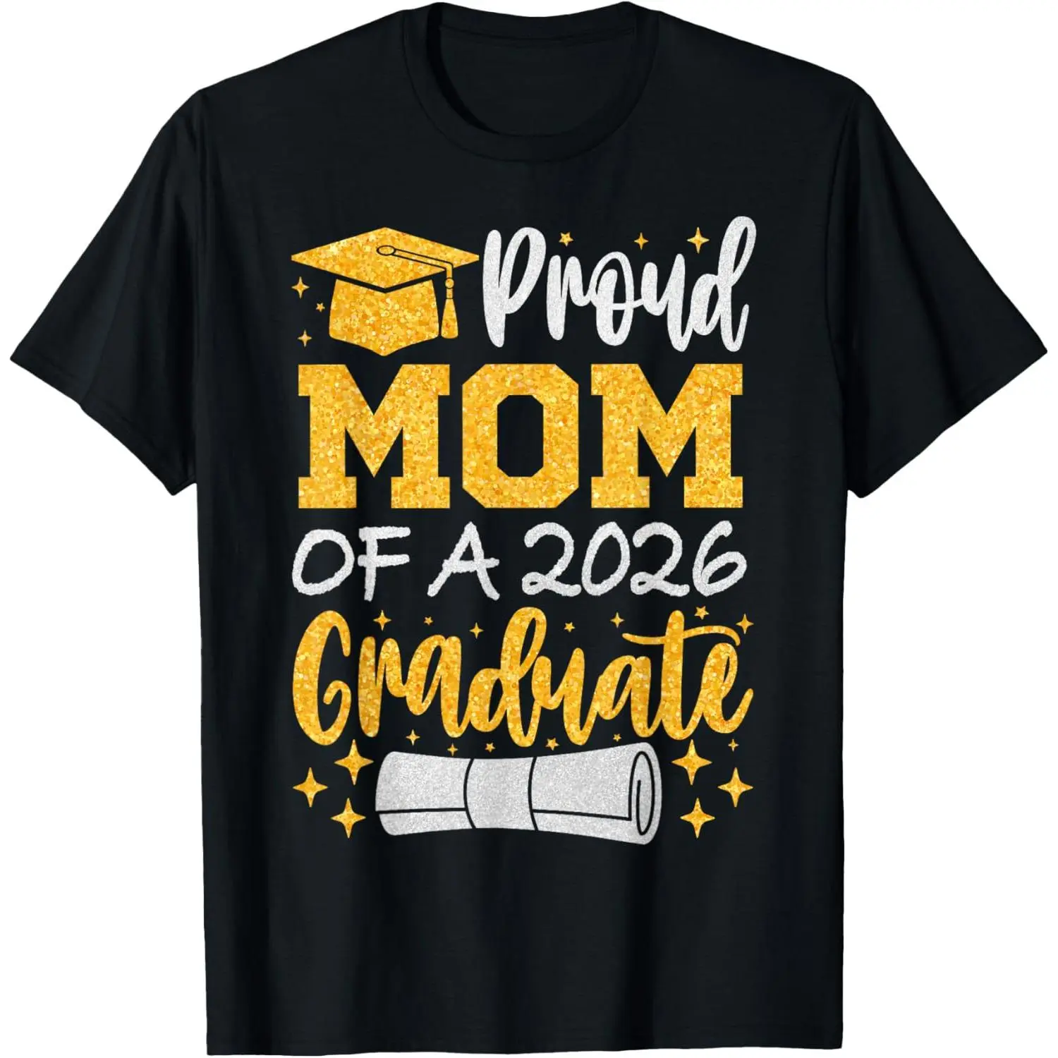 Women's Casual Graphic T-Shirt, 100% Cotton Round Neck Short Sleeve Top for a Proud Mom of a 2026 Graduate Senior
