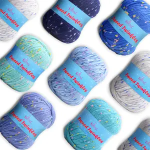DK Light Worsted Weight Acrylic Soft Baby Yarn, 8 Skeins, 696 yds/400g - KnitPal Tweed Twinkles Yarn with Flecks for Knitting and Crocheting, Ideal for Baby Projects, All Seasons, Durable, Easy Care, Squishy, Lovely Drape