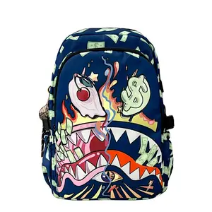 Shark Pattern Print Backpack, Fashion Trendy Travel Backpack, Personalized Large Capacity Shoulder Bag, Stylish and Durable Design