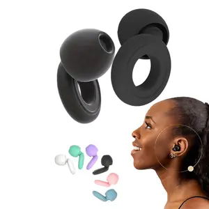 Reusable Silicone Earplugs, Ring Design for Sleep Travel Learning, Soft Comfortable Experience, Includes 3 Pairs Washable Earplug Covers
