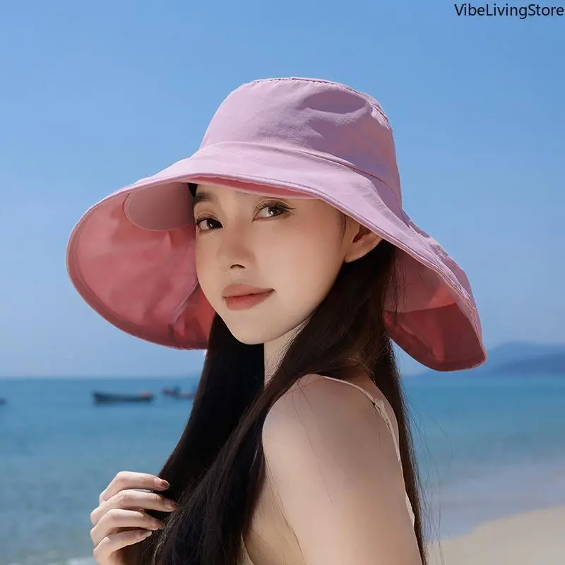 Unisex Double Layer Wide Brim Sun Hat - Korean Style Fashion  display picture 3