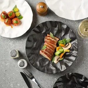 Solid Color Ceramic Plate, 2 Counts Modern Simple Exquisite Dinner Plate, Heat Resistant Tableware for Home, Restaurant and Hotel