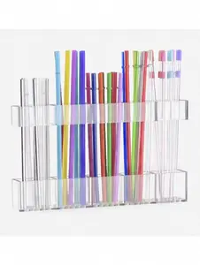 Acrylic Straw Holder Straw Organizer & Display Rack for Kitchen Countertop Holds Disposable Straws Enhances Utensil Storage Practical & Versatile