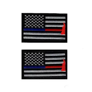 Thin Blue and Red Line USA Flag Police Firefighter Hook Patch (Bundle-BR1)