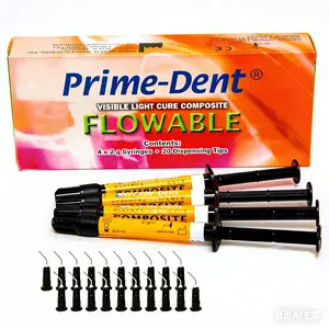 Prime-Dent Flowable Visible Light Cure (VLC) Dental Composite Kit | 4 x 2g Syringes + Dispensing Tips | For Cavity Preparations & Restorations Restorative Material Teeth Repair