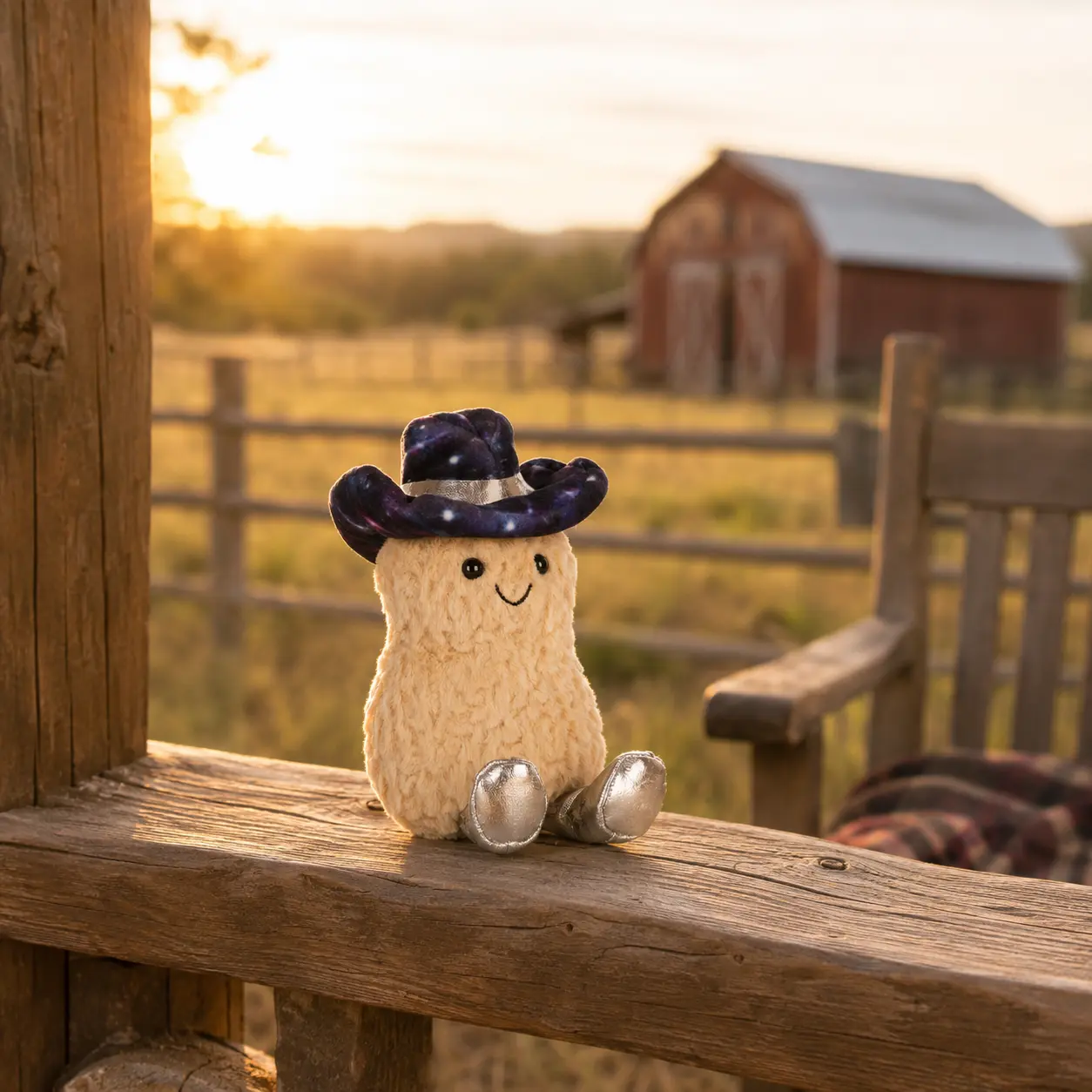 Jellycat Peanut Cowboy Plush – Cute Space Cowboy Stuffed Toy with Galaxy Hat & Silver Boots, Gift for Plush Lovers