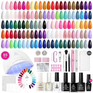 85 Pcs Gel Polish Kit with UV Light, nails kit set for Beginners, Complete at Home Gel Polish Manicure, Winter Art Jelly Collection Nail Nail Care Bunny Gift