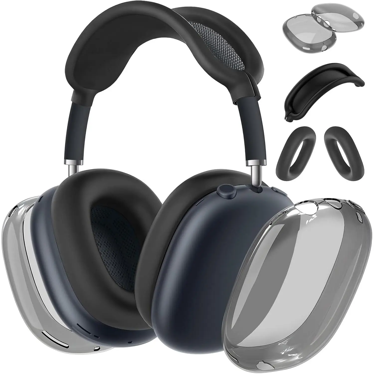 Case Cover for AirPods Max Headphones(2024/2020),Anti-Scratch Ear Pad/Ear Cups/Headband Case Cover for AirPods Max(USB-C). Clear Soft TPU and , Scratch Proof.