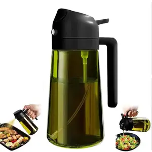 Olive Oil Sprayer for Cooking 2 In 1 Glass Dispenser 16oz 470ml Tilt to Pour Dark Green Kitchen Gadgets Air Fryer Accessories Essential Utensils