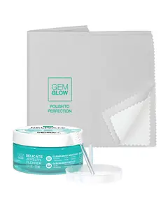 GEM GLOW Ultrasonic Accessories Kit with Delicate Jewelry Cleaner, Gold & Silver Polishing Cloth, and Dipping Basket for Home Jewelry Cleaning