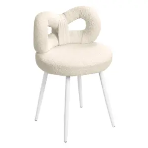 Vanity Stool Vanity Chair with Bowknot Backrest, faux wool Table Seat Girls Best Gift Dressing Table Stool, Vanity Table Chair with Lovely Bowknot Backrest Makeup Chair