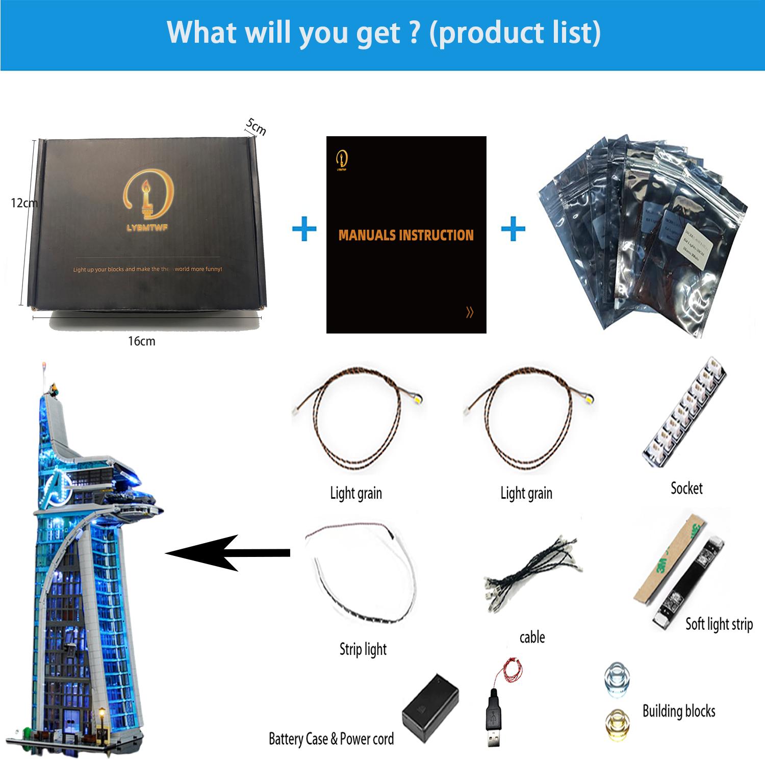 LYBMTWF LED Lighting Kit for the LEGO Avengers Tower Building Set; Compatible with LEGO 76269 — An Ideal Gift (Perfect for Birthdays and Holidays); (Lights Kit Only — Model Not Included)