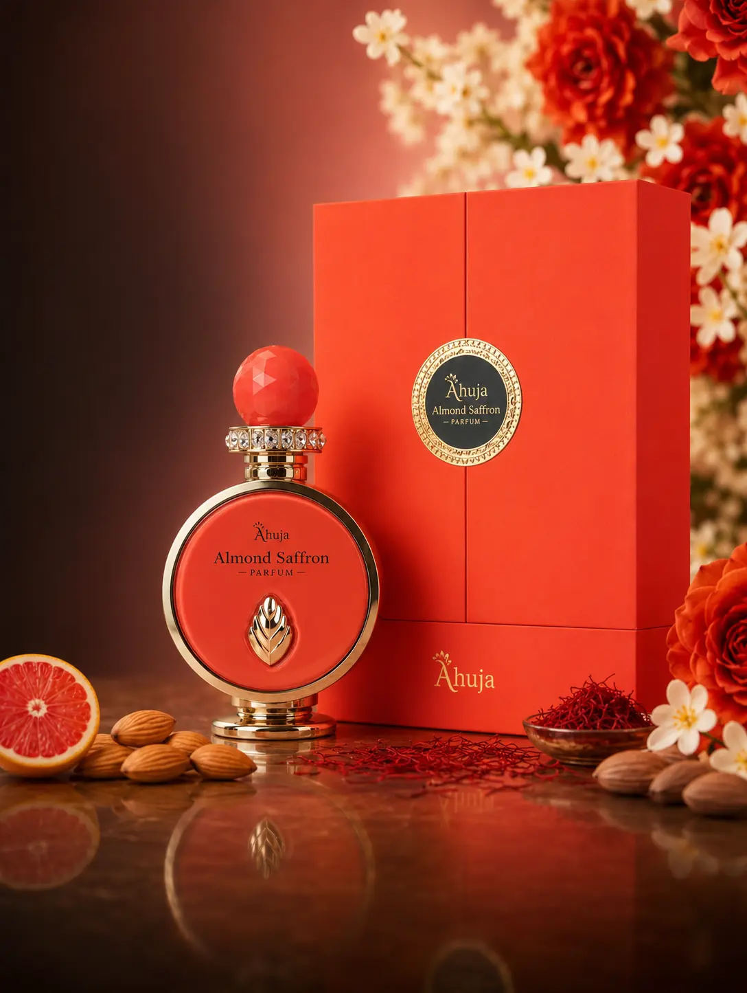 Ahuja Almond Saffron Parfum Eau de Parfum 100ml | Warm Sweet Luxury Perfume | Long Lasting Fragrance for Women