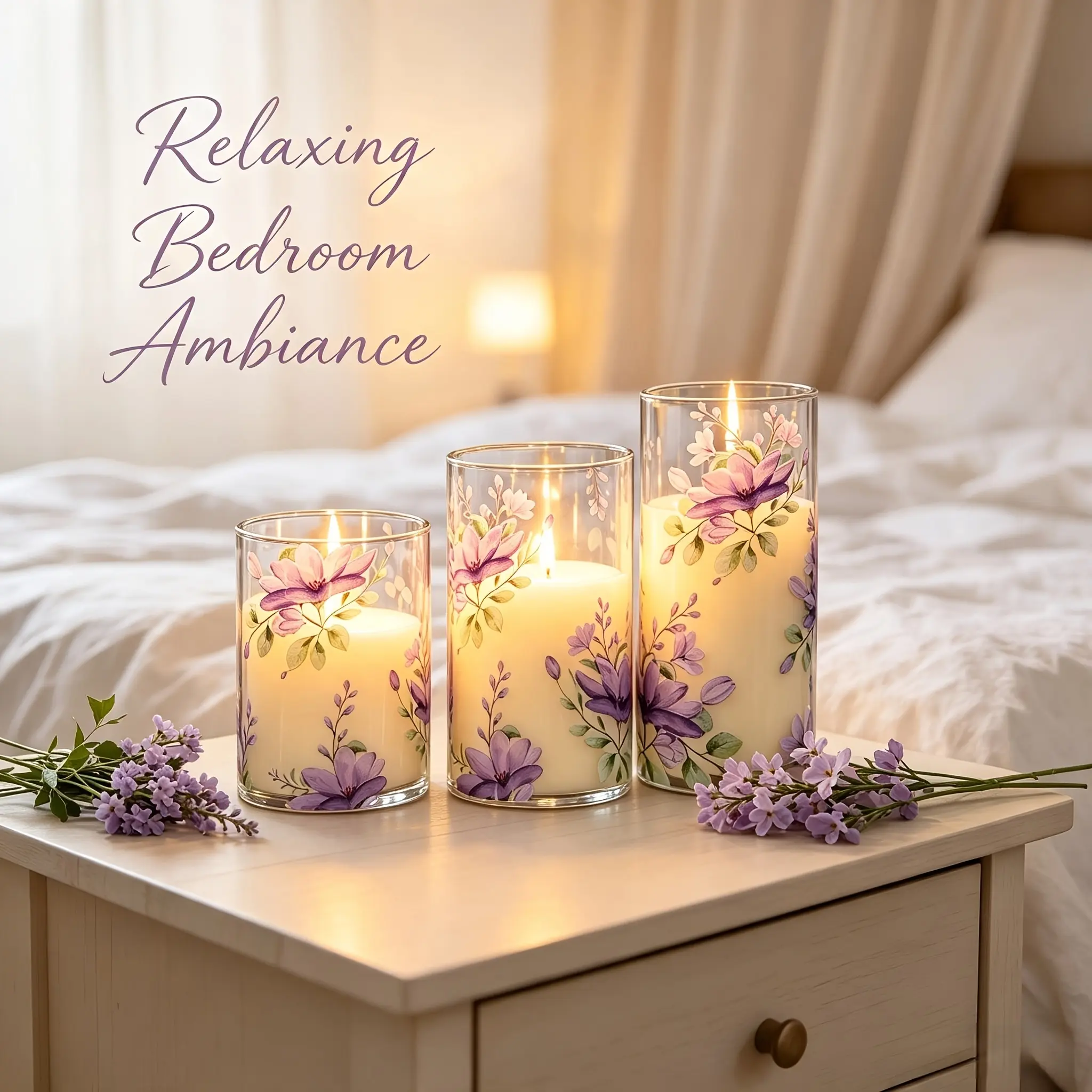 3/6-pack LED Candle Lights, Elegant Transparent Purple Flower And Green Leaf Candle Lights, Romantic And Aesthetically Pleasing, Battery Powered (batteries Not Included), Suitable for Home, Bedroom, Dining Table Decorations, And Holiday Gifts.
