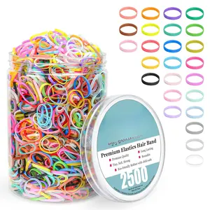 2500 count Colorful Elastic Hair Rubber Bands, Small Hair Ties Accessories No Pull No  Stretch Holder for Girls Women TPU (25 Mixed Multi Hue)