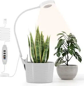 Grow Light Plant Lights for Indoor Plants 48 LEDs Full Spectrum Clip Growing Lamp 10-Level Dimmable Auto On Off Timing 3 9 12Hrs 360° Adjustable Gooseneck Design