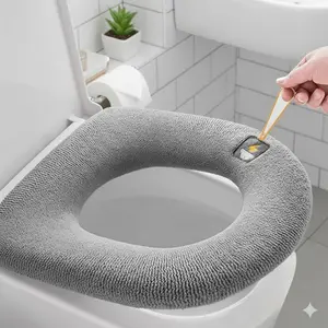 Washable Anti-Slip Toilet Seat Cover - Removable, Antibacterial & Waterproof. Thick, Comfortable, Non-Skid Bathroom Toilet Seat Cushion for Home. Easy to Clean, Hygienic Toilet Seat Protector. Bathroom Accessory