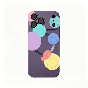 Cute Pastel Rainbow Smiley Face Phone Case, Dopamine Aesthetic Happy Face Design, MagSafe Magnetic Slim Shockproof Full Camera Protection Case For iPhone & Samsung All Models