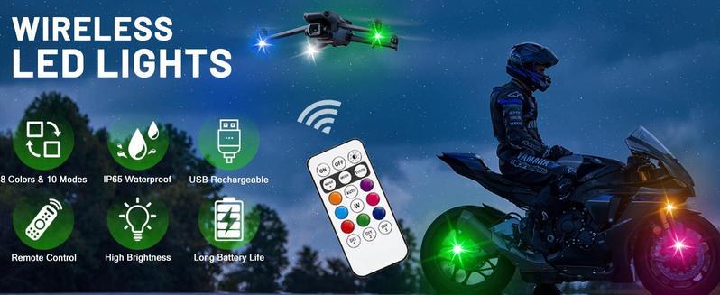 6PCS Wireless Led Strobe Lights with Remote Control ,Drone Strobe Light, RechargeableEmergency Lights,LED Anti-Collision Lights for Car, Motorcycle, Drone, Bike