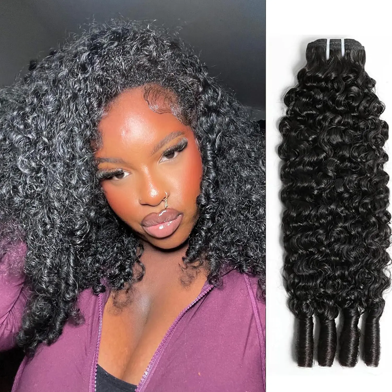 16A Burmese Curly Bundles Human Hair 100%  Unprocessed Human Hair Bundles Deals Human Hair Extensions 16A Burmese Curly Human Hair Bundles for Black Women Quick Weave Natural Black Spiral Curly End Human Hair Weft Extensions