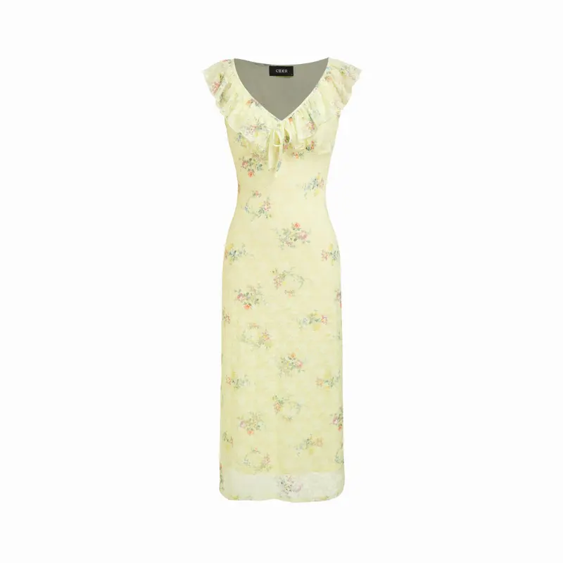 velvet v-neck floral cut out knotted midi dress V-Neck Velvet Jacquard A-Line Midi Dress