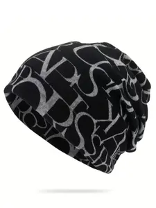 Unisex Casual Letter Pattern Knit Beanie Hat, Warm Winter Cap for Outdoor Activities & Daily Wear, Fashionable One-Size Fits All, Knitted Hat
