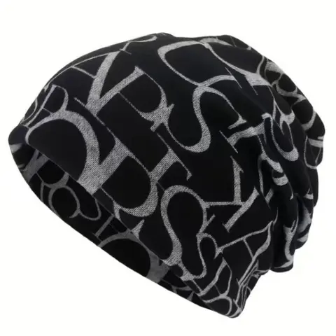 Unisex Casual Letter Pattern Knit Hat, Warm Winter Cap for Outdoor Activities & Daily Wear, Fashionable One-Size Fits All, Knitted Hat, Casual Headwear