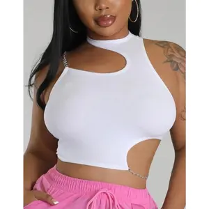 Chain Halter Cutout Top