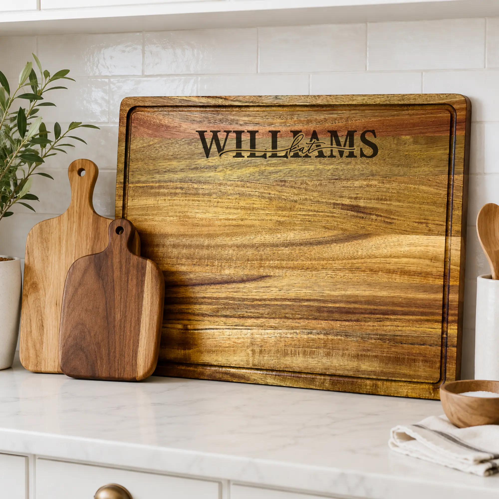 Extra Large Personalized Acacia Cutting Board