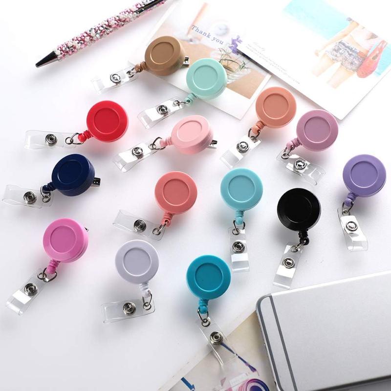 14 Pcs 24'' Retractable Badge Reel, Mixed Random Solid Color Nurse ID Badge Holder with 360° Swivel Alligator Clip