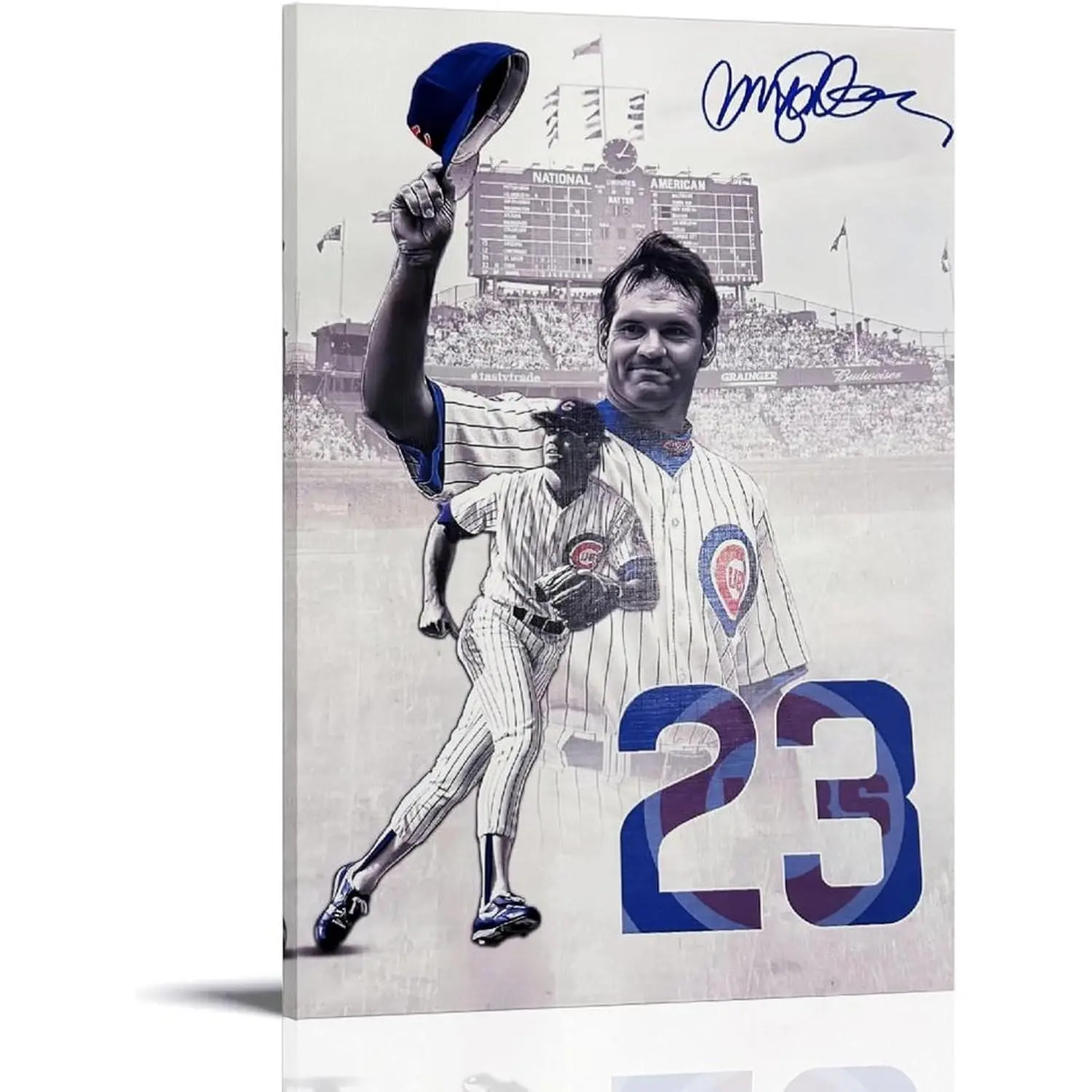 Ryne Sandberg Baseball Superstar Canvas Art Poster, Wall Art Photo, Home Decor Artwork for Living Room Walls