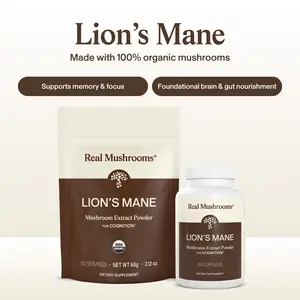 Real Mushrooms Organic Lions Mane Powder | 1000mg Per Serving | Hot Water Extracted | Over 30% Verified | USDA Certified | Vegan Gluten Free Non GMO | 60g or 150g Pouch