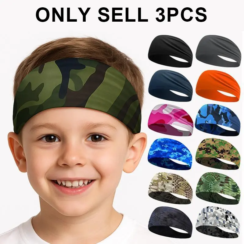 Camo Pattern Sports Headband, Breathable Sweatband for Boys, Sweat Absorbing Headband for Outdoor Cycling, Fishing, Gym Workout, Elastic Headband