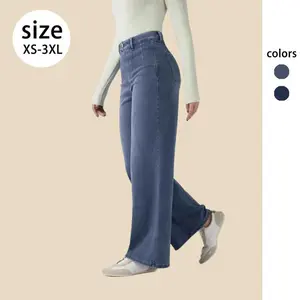 Flex High Waisted Tummy Control Wide Leg Casual Jeans with Pockets Stylish and Multi-Way PantsRAIMENTRY