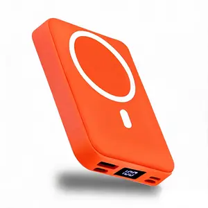 Magnetic Power Bank 10000mAh Wireless Portable Charger, 22.5W PD Fast Charging, Built-in USB-C & Lightning Cables, LED Display Foldable Compact Silicone Black Magnetic Phone Charger for iPhone 17/16/15/14/13/12 Pro/Pro Max Series, Accessorie