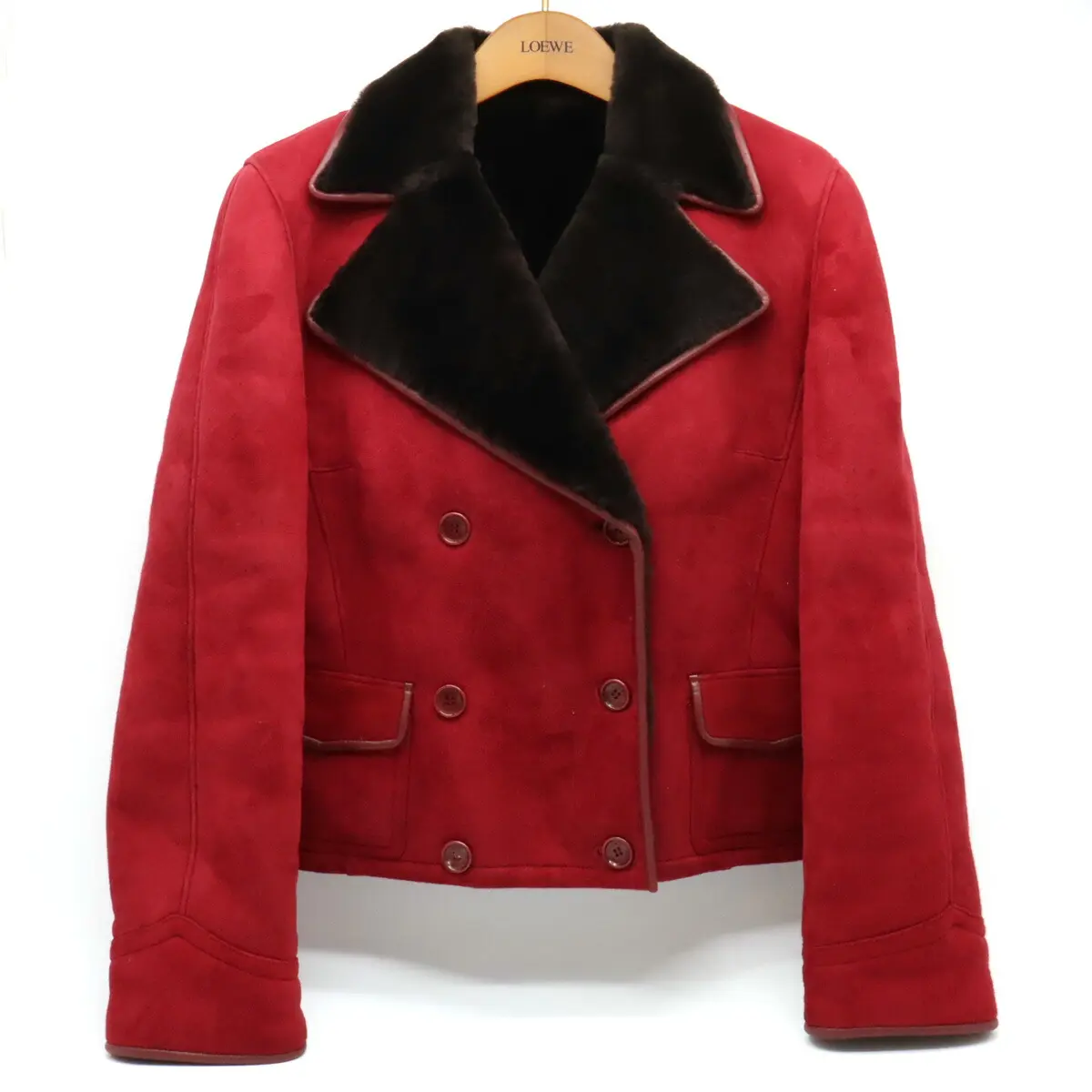 Pre-owned Loewe Lambskin Small Leather Goods Shearling Jacket