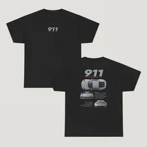 Urbanvibe Porsche 911 Turbo S 2-Sided Graphic Tee, Car Graphic Streetwear T-Shirt for Menswear Womenswear, Cotton Casual Crewneck Trending Essential Tee