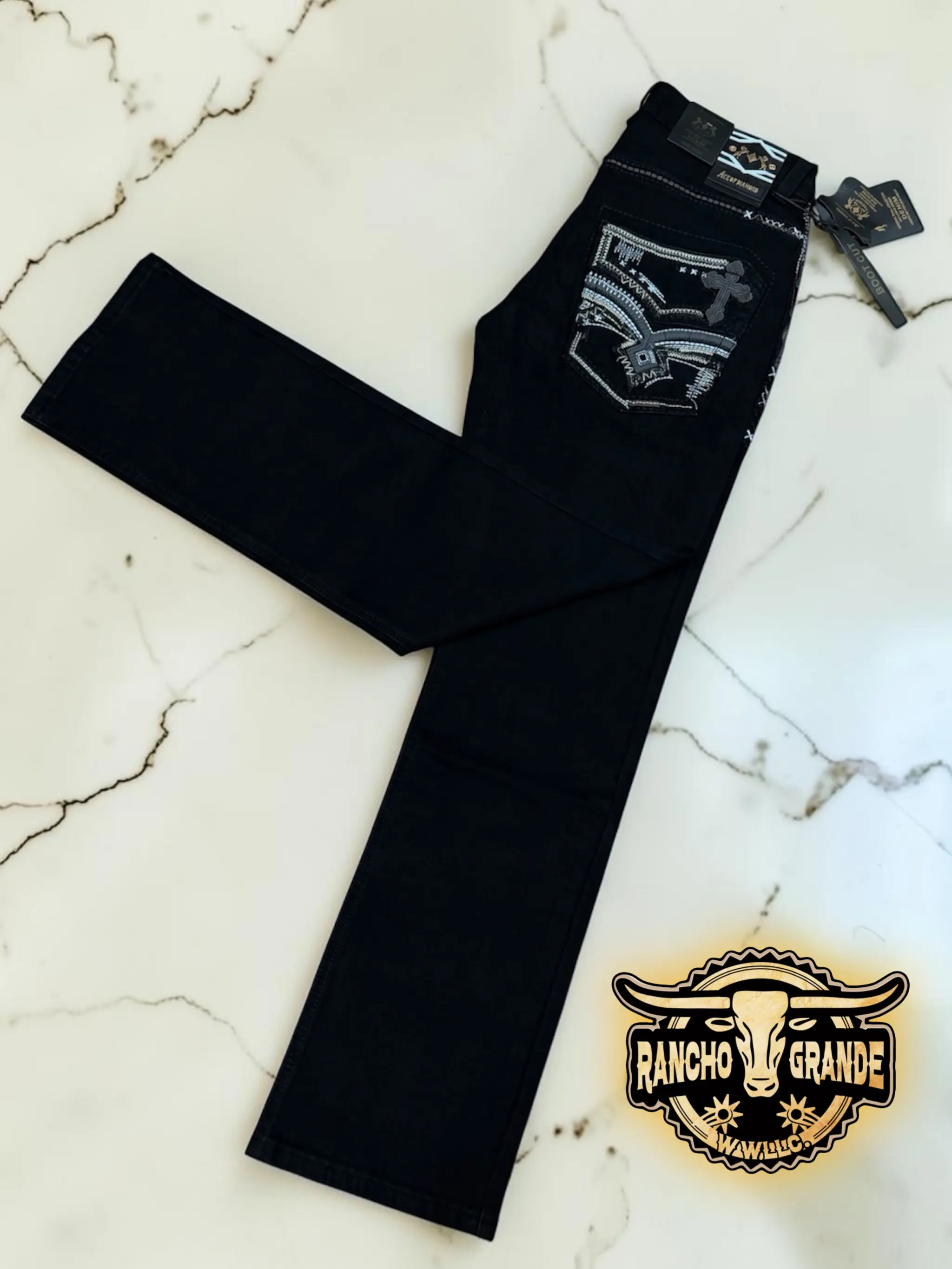 Ace  Men's Western Cowboy Jeans Straight Fit / Pantalon Vaquero para Hombre Diseno Moderno