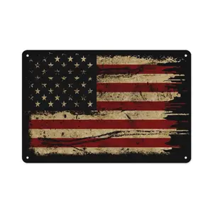 Retro Aluminium Wall Sign - 12x8 Inches Patriotic Metal Tin Plaque, Home Decor for Bar & Living Room, Home Supply